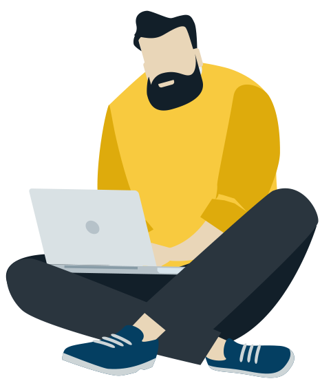 Bearded Man With Laptop Icon